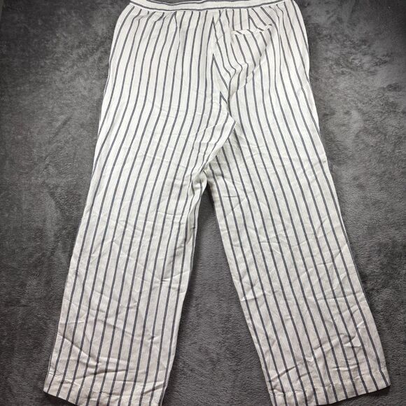 J Jill Lined Linen Blend Pants Cream Striped NWT Lagenlook Coastal Size 18 F103 - Picture 3 of 11